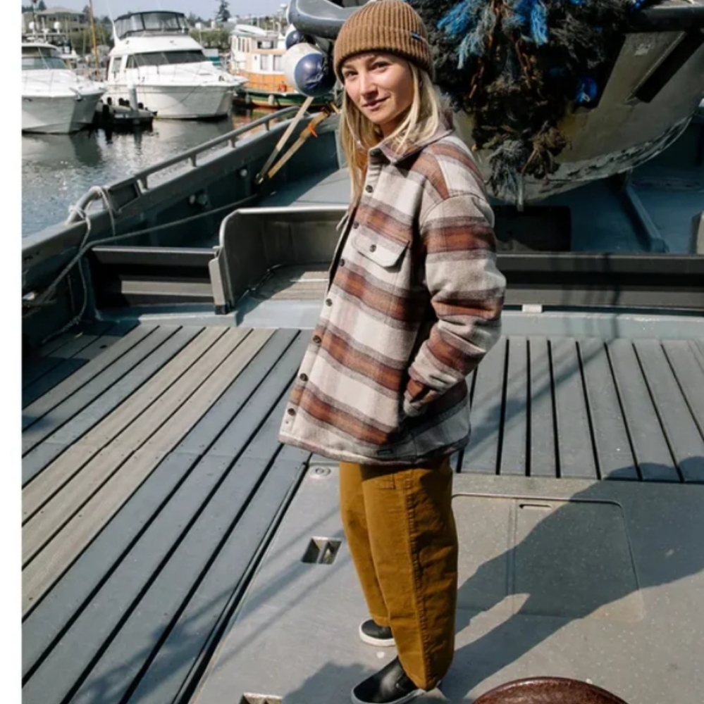 Kavu Brown and Cream Plaid Jacket